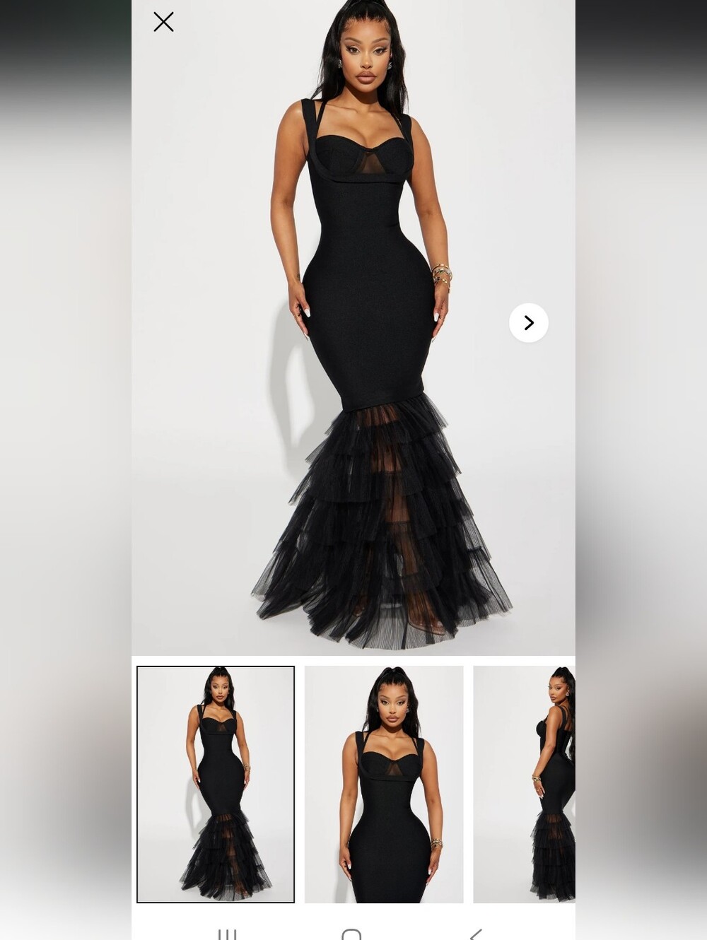 Fashion Nova Black Tulle-Hem Mermaid Maxi Dress - Picture 8 of 8